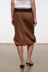 ODETTE SILK SKIRT | CIGAR BLACK