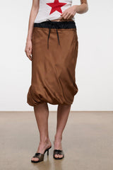 ODETTE SILK SKIRT | CIGAR BLACK