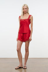 PADDLE SILK SHORT | TOMATO
