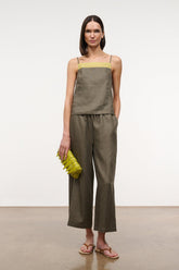 MATEO LINEN CROPPED PANT | THYME