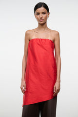 GEORGIA CONVERTIBLE SILK DUPIONI TOP | RED ROSE