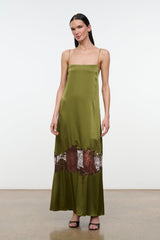 DELFINA SILK DRESS | PEAR