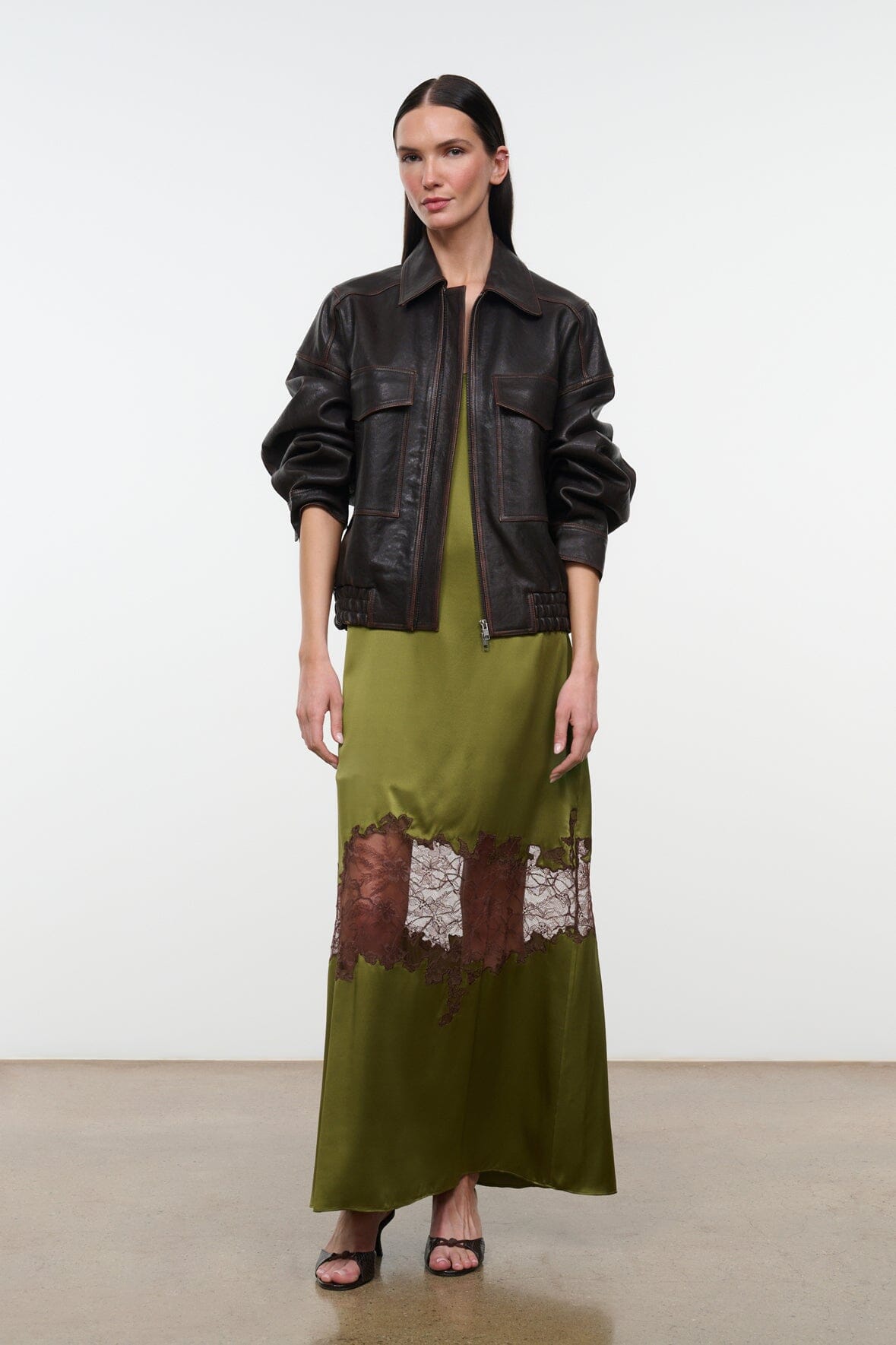 DELFINA SILK DRESS | PEAR