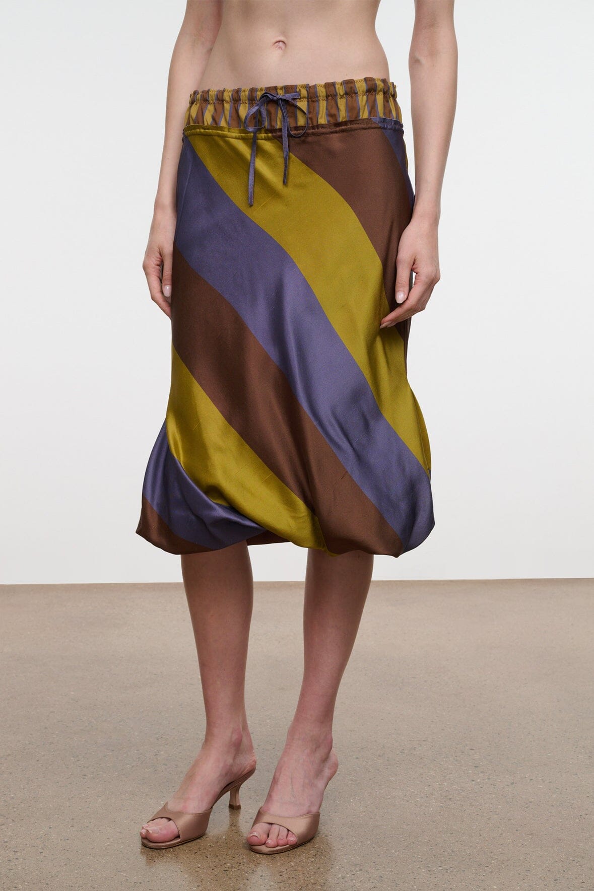 ODETTE SILK SKIRT | SIENNA STRIPE CIGAR STRIPE