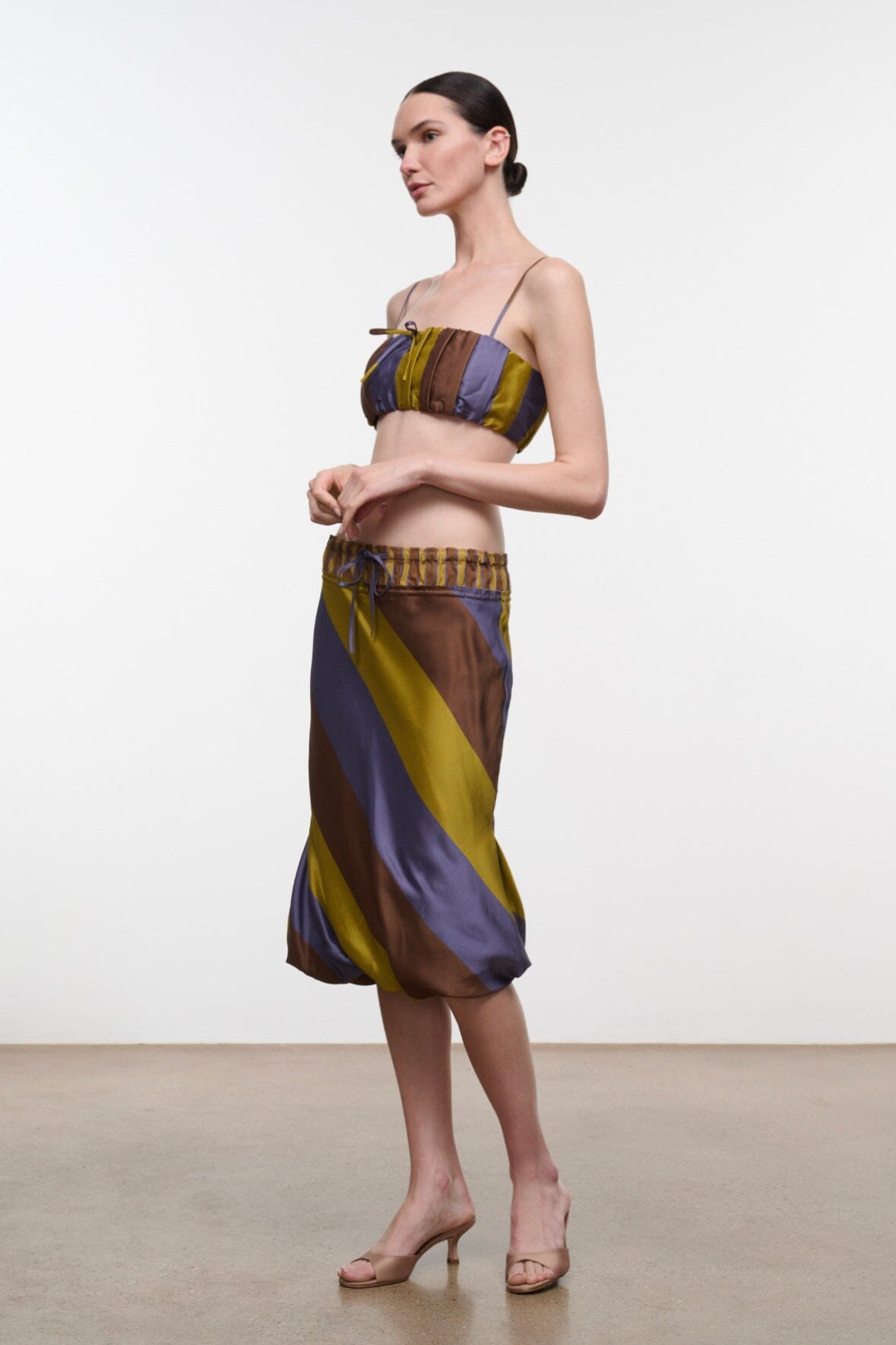 ODETTE SILK SKIRT | SIENNA STRIPE CIGAR STRIPE