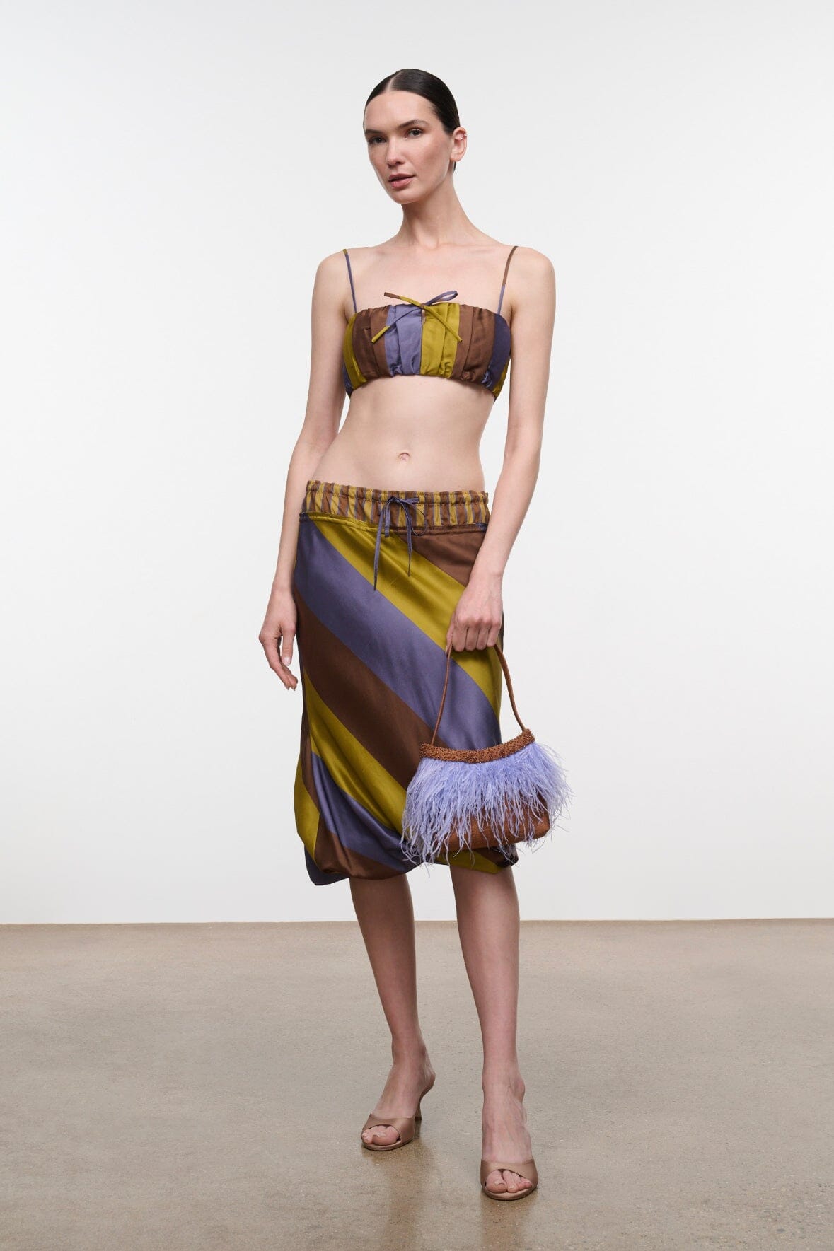 ODETTE SILK SKIRT | SIENNA STRIPE CIGAR STRIPE
