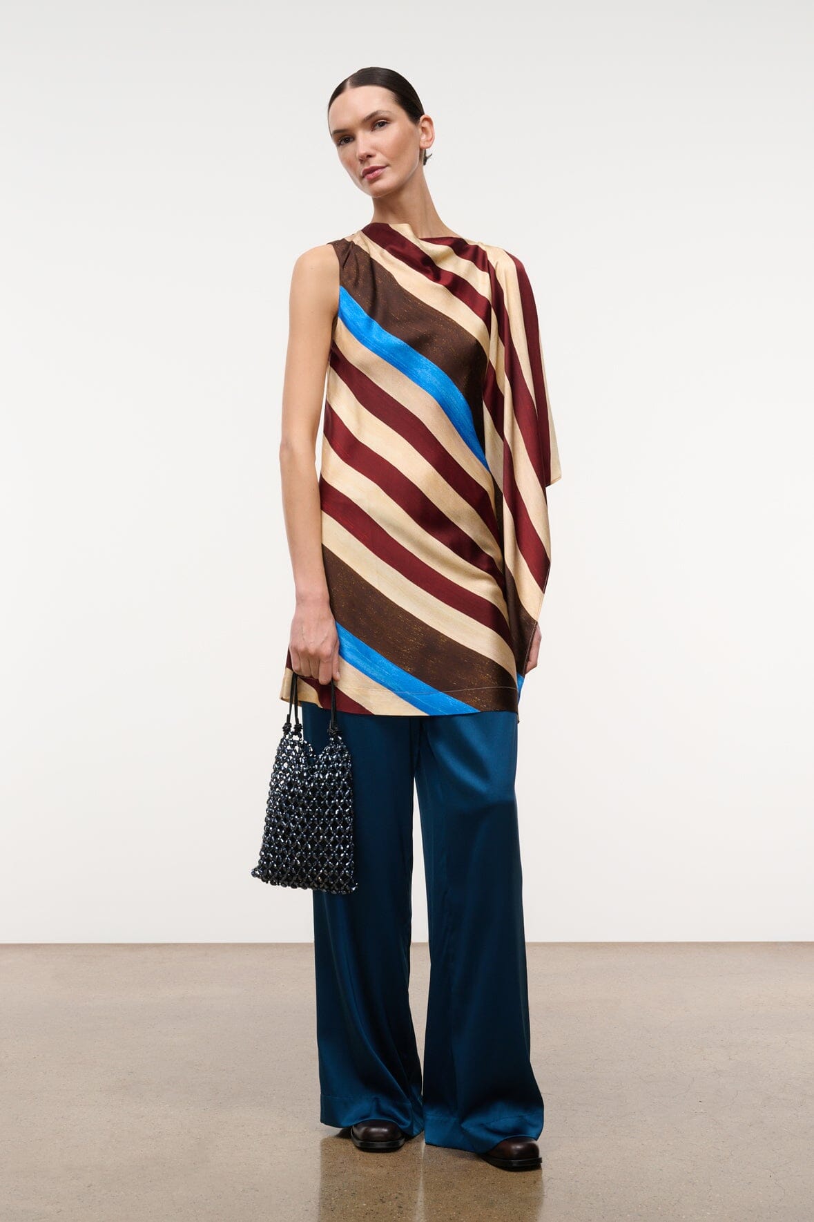 SABINA SILK DRESS | CAFFE STRIPE