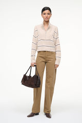 CASHMERE CROPPED HAMPTON SWEATER | WHISPER STRIPE