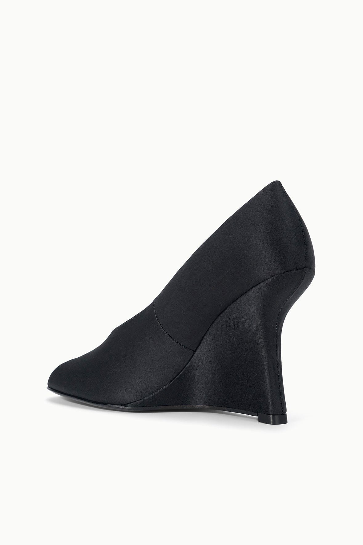 BRIGITTE PEEP TOE WEDGE | BLACK SATIN