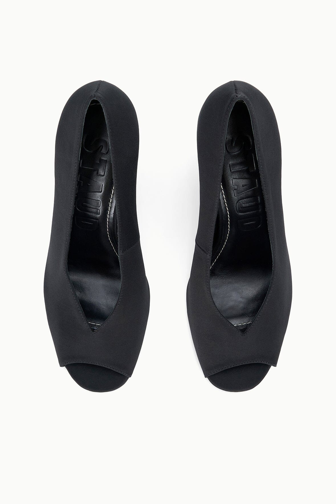 BRIGITTE PEEP TOE WEDGE | BLACK SATIN