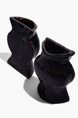 CERAMIC VASE BOOKENDS | BLACK