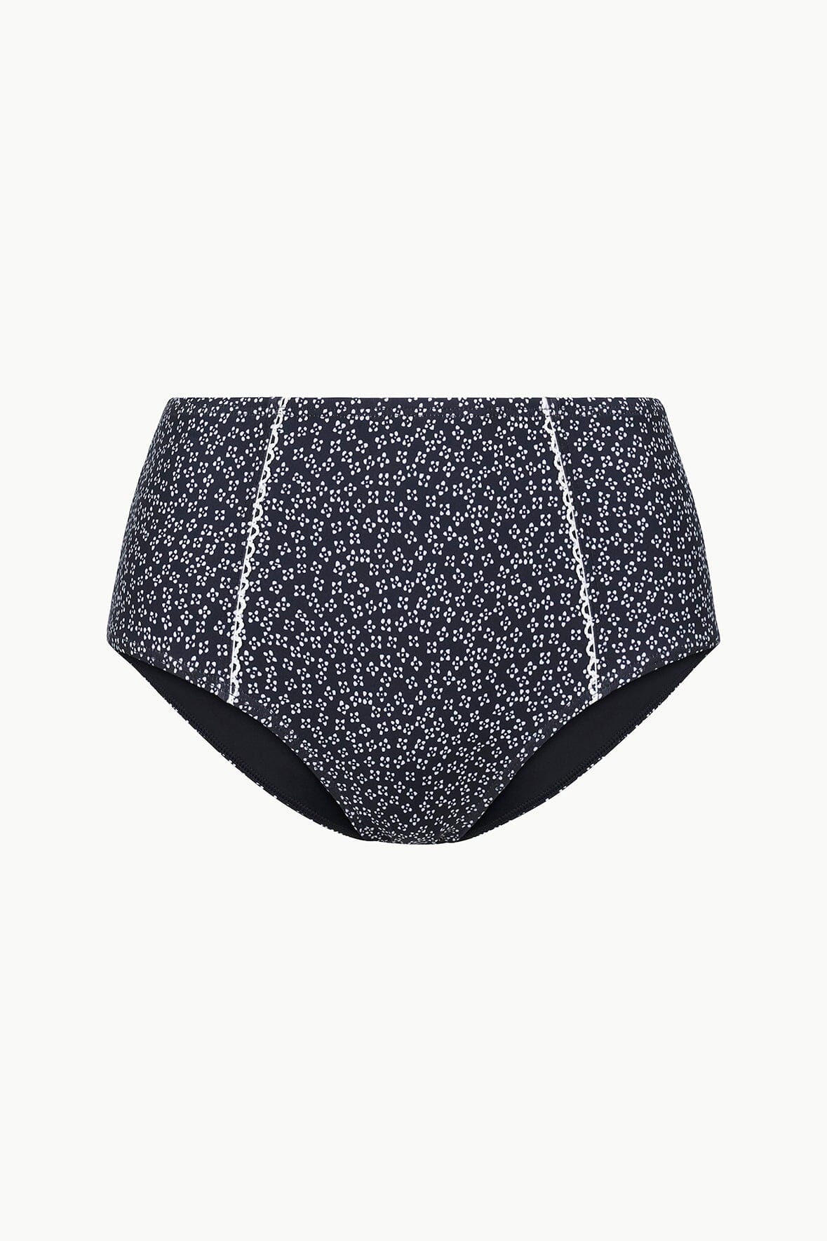 BRENTON BIKINI BOTTOM | BLACK WOODBLOCK DITSY FLORAL